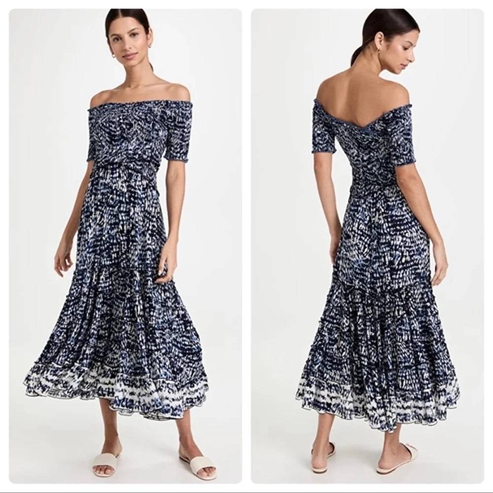 Poupette St Barth Soledad Midi Dress in Blue‎ Tie Dye Size Small